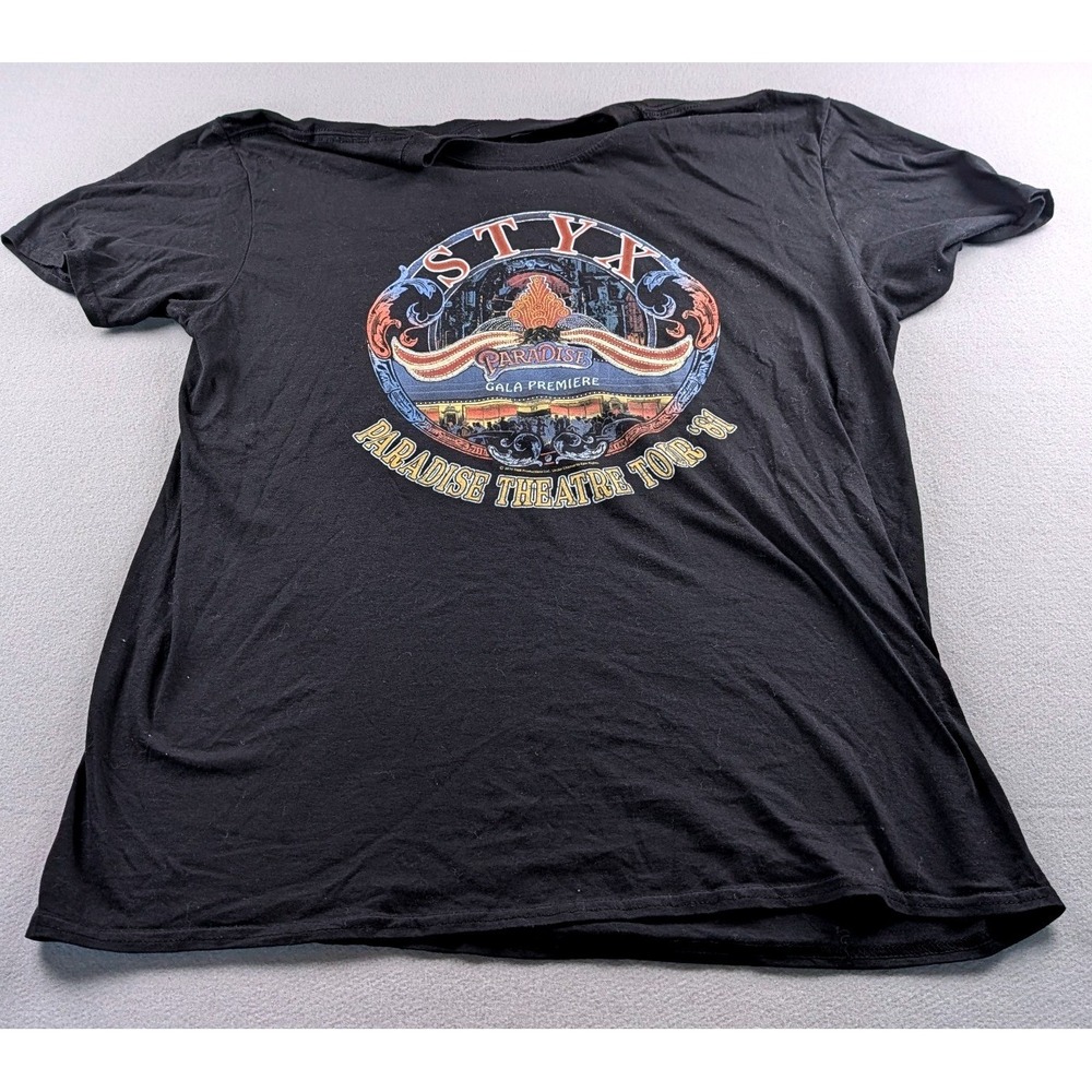 Styx Paradise Theatre Tour 81 Graphic T-Shirt Mens XL Black Short Sleeve‎ Tee